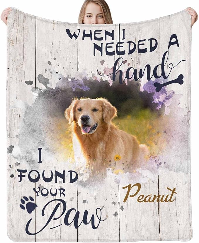 Artsadd Personalized Dog Memorial Blanket with Dog Pictures & Name - Custom Pet Memorial Blanket - Sympathy Remembrance - Made in USA