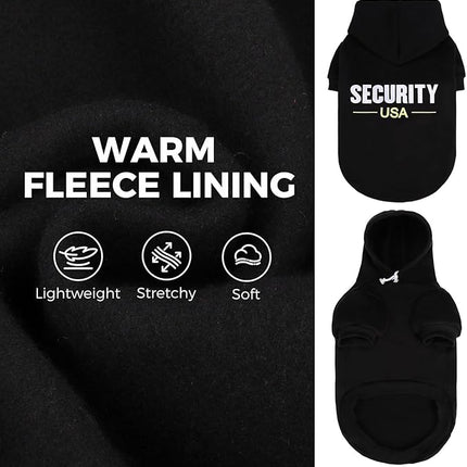 BINGPET Security USA Dog Sweater with Hood and Leash Hole,Warm Fleece Dog Hoodie & Winter Coat for Small to Large Dogs,Cold Weather Pet Clothes(X-Large)