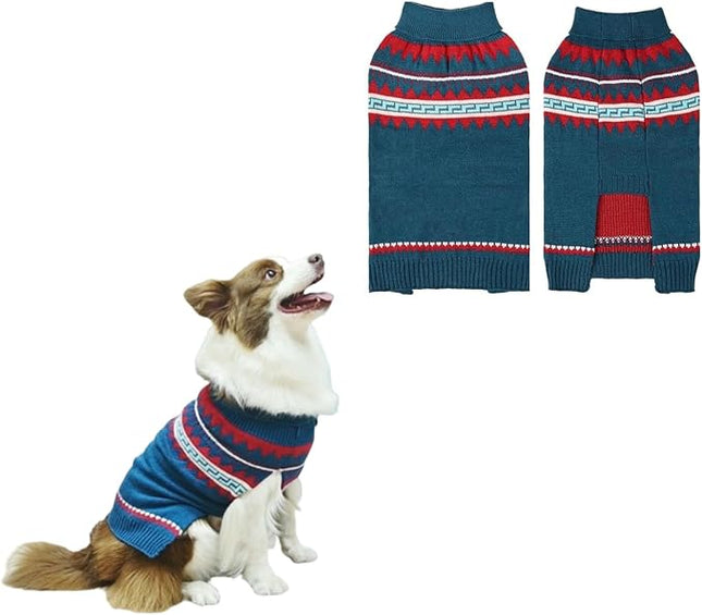 BINGPET Dog Sweater,Elastic Medium Large Dog Puppy Sweater for Dog Girls Boys,Sleeveless Turtleneck Knit Sweaters for Large Medium Dogs,Christmas Dog Sweater for Fall Winter Navy Blue,XL