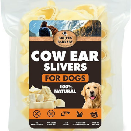 BRUTUS & BARNABY Cow Ears for Dogs – Thick Cut, Grass-Fed Angus Beef, All-Natural No-Rawhide Dog Treat Alternative