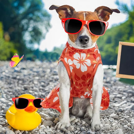 LEIFIDE 8 Pcs Summer Themed Hawaii Dog Dresses Holiday Flamingo Fruit Floral Pattern Pet Skirts Hawaii Puppy Princess Dresses Outfits Bowknot for Girl Dogs Cats Beach(Small)