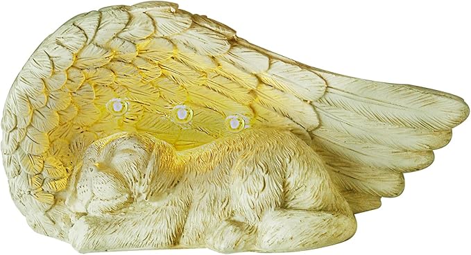 LEWIS&WAYNE Dog Pet Memorial Stones Gifts, Antique Effect Pet Loss Sympathy Remembrance Gifts with Solar Light Grave Markers Dog Statue Garden Decor Outdoor