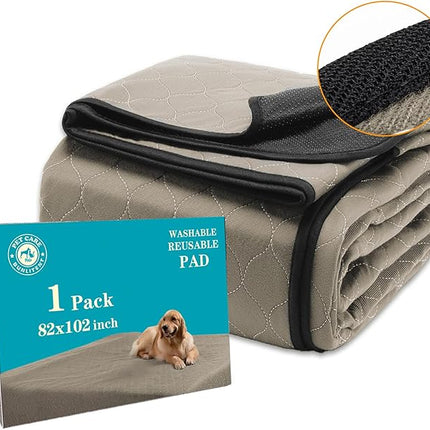Washable Pee Pads for Dogs 82" x 102", Extra Large Reusable Puppy Pads, Dog Training Pads with Quick Dry, Anti-Slip Dog Pee Pads, Whelping Pads, Puppy Pad, 1 Pack, Brown