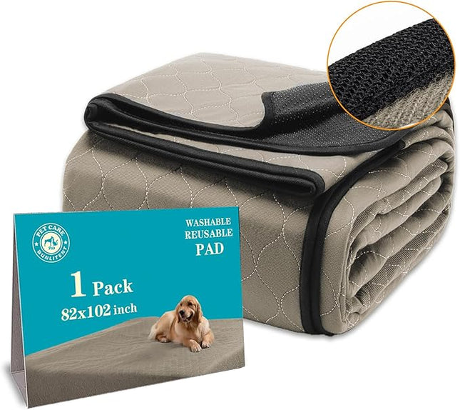 Washable Pee Pads for Dogs 82" x 102", Extra Large Reusable Puppy Pads, Dog Training Pads with Quick Dry, Anti-Slip Dog Pee Pads, Whelping Pads, Puppy Pad, 1 Pack, Brown