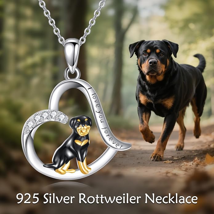 VONALA French Bulldog Guinea Pig Fox Sloth Necklace 925 Sterling Silver Cute Animal Heart Pendant Jewelry Gifts for Women