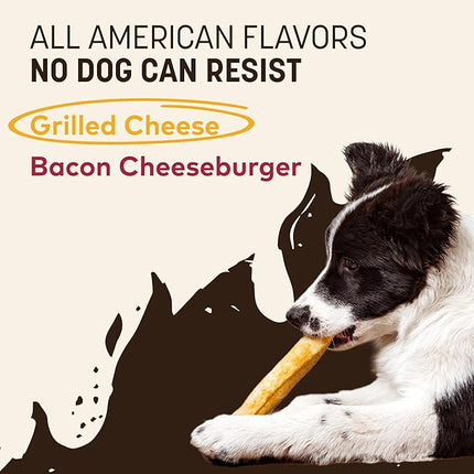 Earth Animal No Hide Chews - From the Grill Rolls Grilled Cheese Vegetarian Flavor Rawhide Free Medium Dog Chews - 3 Count