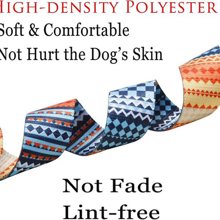 Dog Collar with Bohemia Floral Tribal Geometric Patterns - Soft Ethnic Style Collar Adjustable for Small Medium Large Dogs（Bohemian Orange,L）