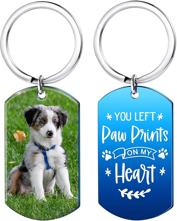 Funnylife Personalized Pet Memorial Keychain for Dogs Custom Dog Picture Keychain Pet Keepsake Loss of Dog Sympathy Gifts