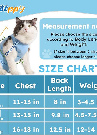 Cat Surgery Recovery Suit, Recovery Suit for Female Male Cats, Cat Onesie After Surgery Spay Neuter, Anti-Licking Kitten Surgical Clothes, Bodysuit for Abdominal Wounds Skin Disease Blue M