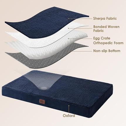 EHEYCIGA Orthopedic XXL Dog Beds for Jumbo Dogs with Removable Washable Cover,Navy, 50x36
