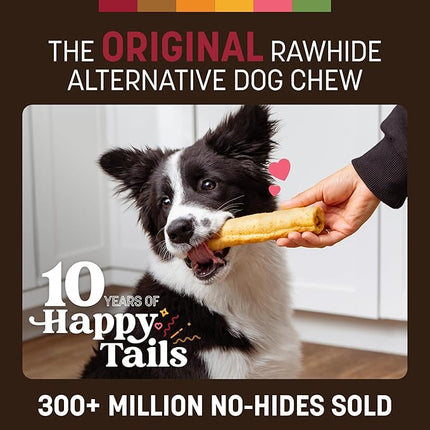 Earth Animal No Hide Chews - Long Lasting Rawhide Free Medium Dog Chews Rolls, Beef - 2 Count