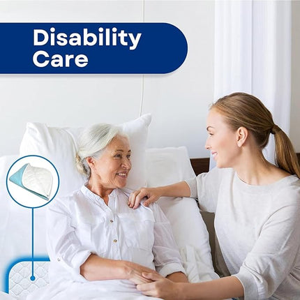 RMS Ultra Soft 4-Layer Washable and Reusable Incontinence Bed Pad - Waterproof Bed Pads with 4 Convenient Handles to Assist in Home Health Care, 34X54 Inch