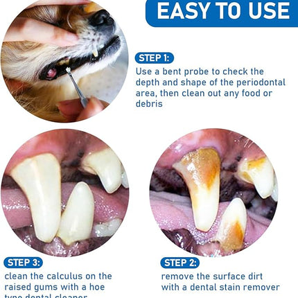 Hotop 3 Pieces Dog Dental Tooth Scaler and Scraper Stainless Double Headed Tarter Removing Tool Scraper Pet Teeth Cleaning Tools for Dog and Cat (Silver)