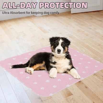 PUPTECK Washable Pee Pads for Dogs - Waterproof Reusable Puppy Potty Training Pads Whelping Mat - Fast Absorption Non-Slip Pet Food Feeding Mat (Pink, 34x36 Inch (Pack of 2))