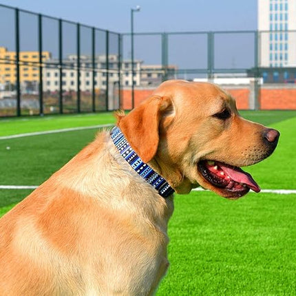 Dog Collar with Bohemia Floral Tribal Geometric Patterns - Soft Ethnic Style Collar Adjustable for Small Medium Large Dogs（Bohemian Blue,S）