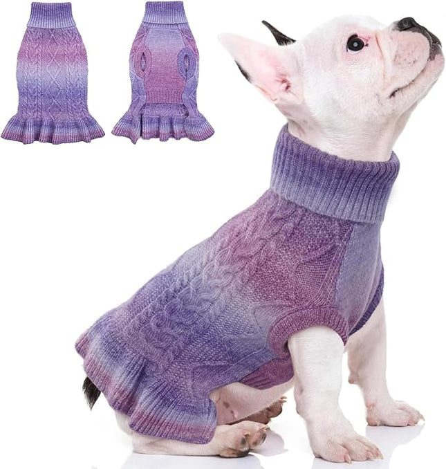 QBLEEV Small Dog Sweaters for Girls - Warm Winter & Fall Dog Sweaters with Soft Material, Turtleneck & Vest Options, Female XS