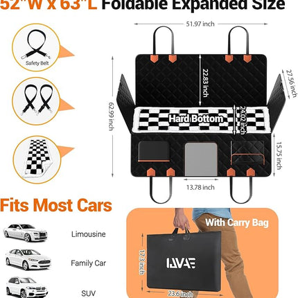 Hard Bottom Car Seat Cover for Dog swith Removable Soft Blankets,Scratch-Proof and Anti-Slip Car Dog Hammock for Large Dogs White for Car, SUV