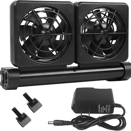 Aquarium Chiller, Fish Tank Cooling Fan System for Salt Fresh Water, 2 Variable Speed, Wide Angle Adjustable (2-Fan)