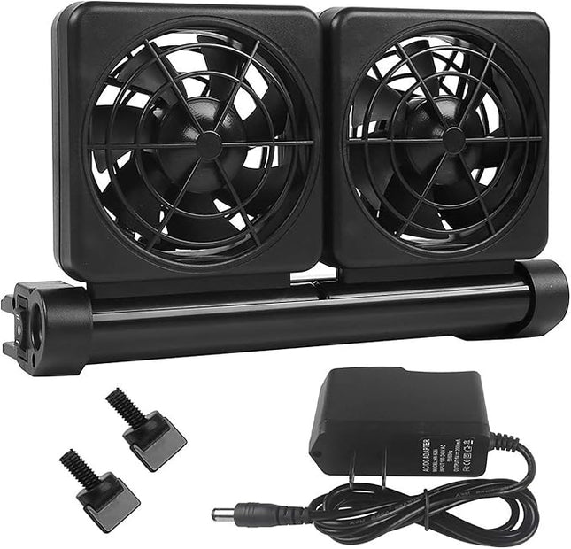 Aquarium Chiller, Fish Tank Cooling Fan System for Salt Fresh Water, 2 Variable Speed, Wide Angle Adjustable (2-Fan)