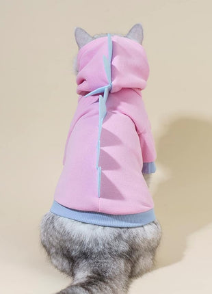 QWEEE Dinosaur Dog Hoodie - Warm Jacket for Puppy, Kitten, Small, Medium Dogs & Cats - Baby Pink, XX-Small