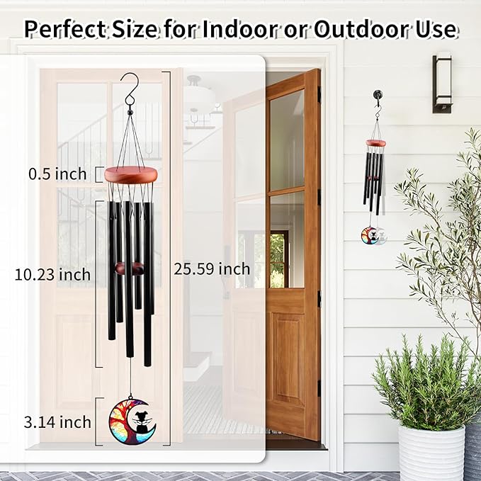 Pet Memorial Wind Chime – Dog Memorial Gifts for Loss of Dog, Loss of Pet Sympathy Gift, Pet Remembrance Bereavement Gift (Moon)