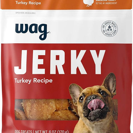 Amazon Brand - Wag Soft & Tender American Jerky Dog Treats – Turkey Recipe (6 oz)