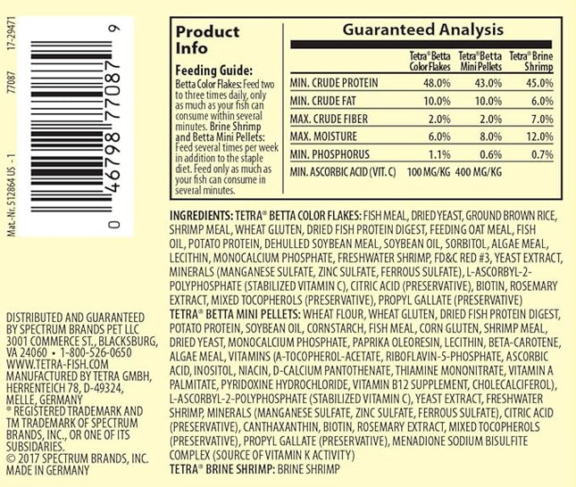 Tetra BettaMin Select-A-Food 1.34 Ounces, Fish Flakes, Variety Pack