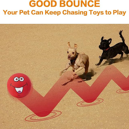Squeaky Dog Toys Chewing Durable Teething Latex Rubber Soft Interactive Fetch Play Dog Balls with Funny Smile Face for Puppy Small Medium Pet Dog (6PCS)