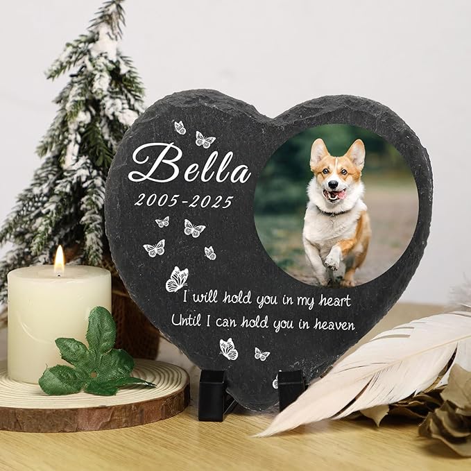 Dog Memorial Gifts for Loss of Dog Cat,Personalized Pet Memorial Stone with Photo Name,Custom Pet Remembrance Gifts,Cat Memorial Sympathy Gift,Dog Passing Away Gifts,Memorial Plaques for Dogs