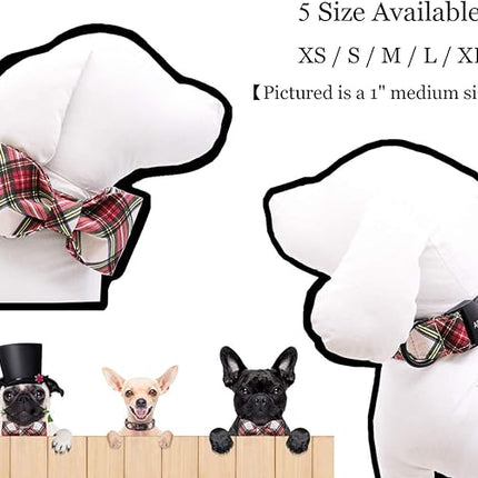 ARING PET Christmas Dog Collar Bowtie, Cute Red Green Xmas Holiday Pet Collars with Bow for Puppy Small Medium Large Boy Girl Dogs-M