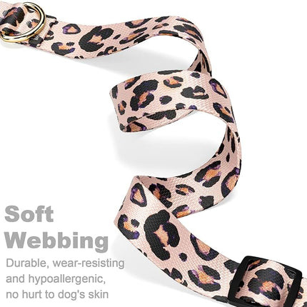 Rnivvi Dog Collar for Small Dogs, Cute Leopard Heavy Duty Adjustable Puppy Collar with Quick Release Buckle for Boy Girl & Female, Pet Accessories for Walking Running, XS Length 5/8" Width, Pink