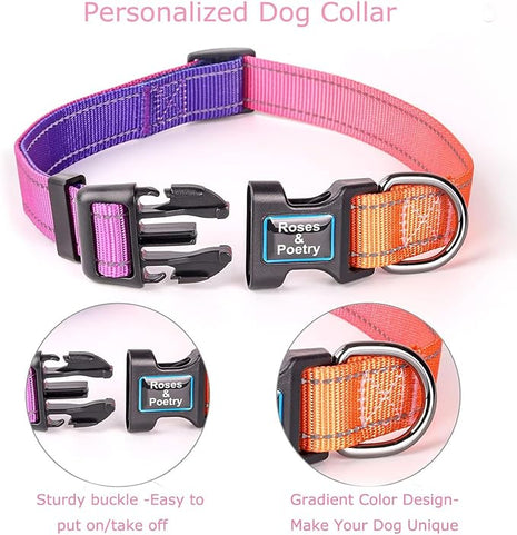 Roses&Poetry Reflective Dog Collar with Gradient Mistyrose, Adjustable Durable Pet Collars for Small Medium Large Dogs (Mistyrose-S)