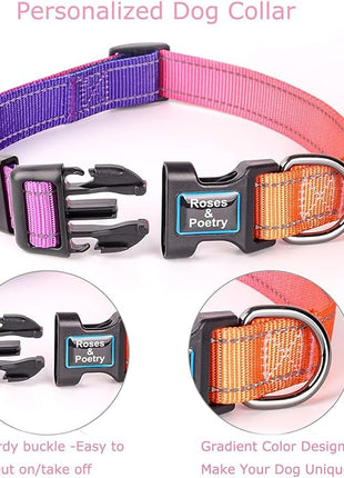 Roses&Poetry Reflective Dog Collar with Gradient Mistyrose, Adjustable Durable Pet Collars for Small Medium Large Dogs (Mistyrose-XS)