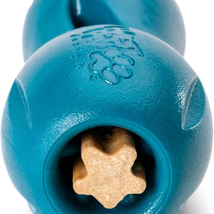West Paw Qwizl Treat Dispensing Dog Toy for Tough Chewers- Durable Long Lasting Chew and Fetch Toy Keeps Dogs Engaged- Dishwasher Safe Safe Materials Made in USA - River Blue, Large