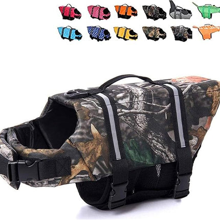 HAOCOO Dog Life Jacket Vest Saver Safety Swimsuit Preserver with Reflective Stripes/Adjustable Belt Dogs(Camouflage,XL)