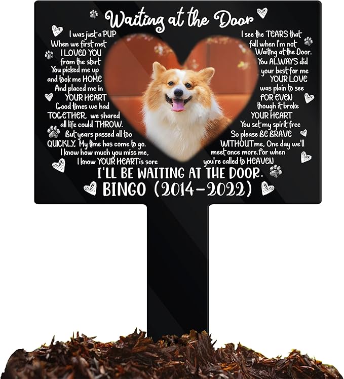 Pet Grave Markers Personalized Outdoor Animal Grave Markers Cross Pet Memorial Plaque Garden Decor to Remember Your Dogs Yard Stake Grave Supplies Photo In Loving Memory Animal Cats Cross