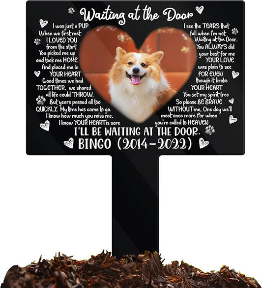 Pet Grave Markers Personalized Outdoor Animal Grave Markers Cross Pet Memorial Plaque Garden Decor to Remember Your Dogs Yard Stake Grave Supplies Photo In Loving Memory Animal Cats Cross