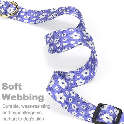 Rnivvi Dog Collar for Large Dogs, Cute Heavy Duty Adjustable Puppy Collar with Quick Release Buckle for Boy Girl & Female, Pet Accessories for Walking Running, L Length 1" Width, Purple White