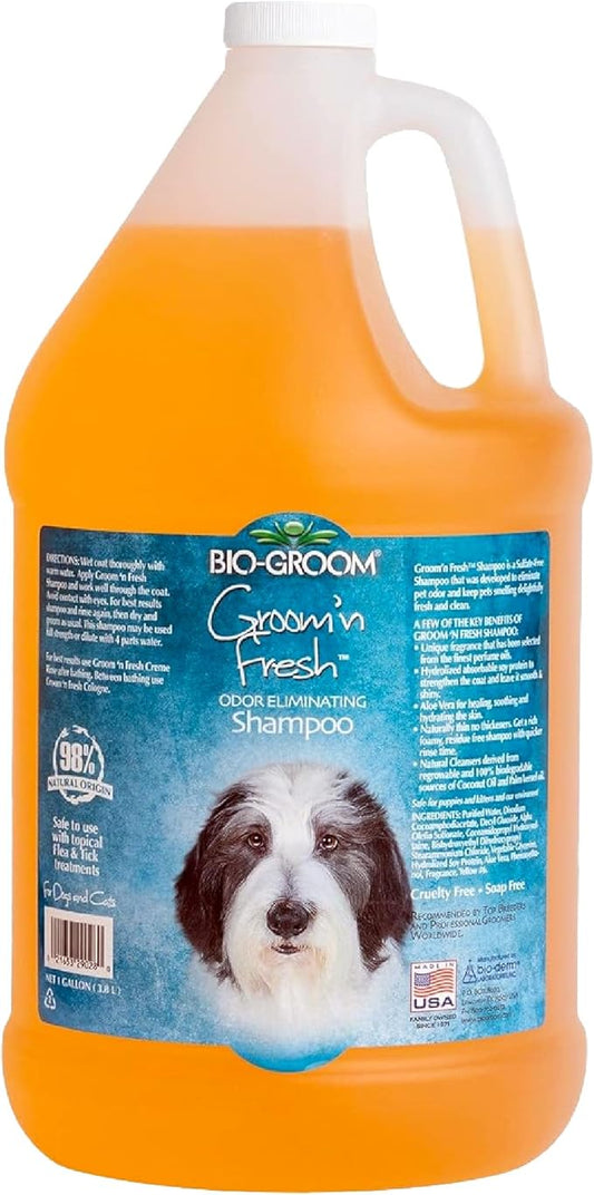 Bio-Groom Groom'n Fresh Dog Shampoo – Odor Eliminating, Dog Bathing Supplies, Puppy Wash, Cat & Dog Grooming Supplies, Cruelty-Free, Made in USA, Dog Products – 1 Gallon