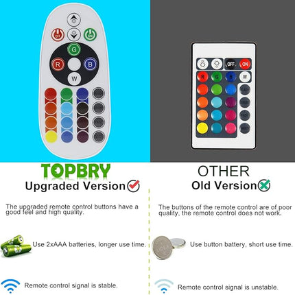 Aquarium Bubble LED Lights RGBW, TOPBRY Remote Controlled Air Stone Disk, with 16 Color Changing, 4 Lighting Effects for Fish Tank Decorations