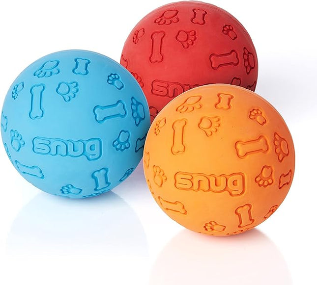 Snug Rubber Dog Balls for Small and Medium Dogs - Tennis Ball Size - Virtually Indestructible (3 Pack - Classic)