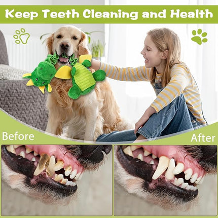 Large Squeaky Dog Toys, Tug-of-War Puppy Toys with Crinkle Paper, Stuffed Plush Animal Dog Toys to Keep Them Busy, Bonding Time Pet Toys for Small, Medium, Large Dogs