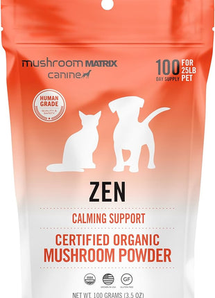 Om Mushroom Matrix Pet - Canine | Zen Matrix Mushroom Blend | USA Grown Human-Grade Organic Mushroom Powder Pet Supplement | Calming Soothing Support for Dogs & Cats | 100 Grams, 3.5 oz
