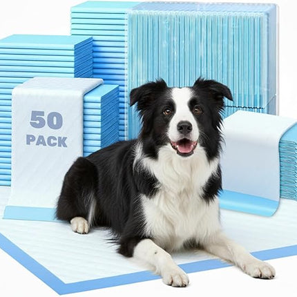FluffyDream Super Absorbent Waterproof Dog and Puppy Pet Training Pad, Housebreaking Pet Pad,Blue (17.6"x23.6" (50PCS))