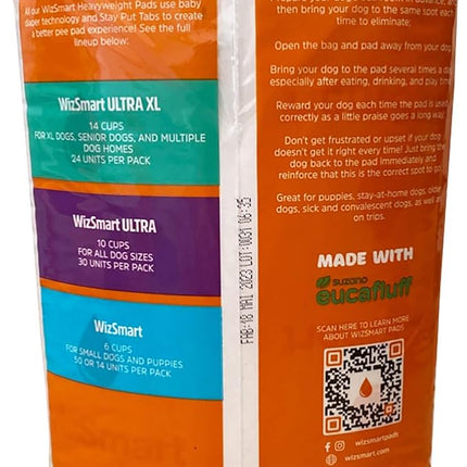 WizSmart Heavyweight Dog Pee Pads for Large Dogs, Puppies, Seniors – Ultra Absorbent, Leak Proof, Odor Control, Quick Dry, XL Training Pads with Stay Put Tabs – 23.5" x 31.5", 14 Cup Capacity