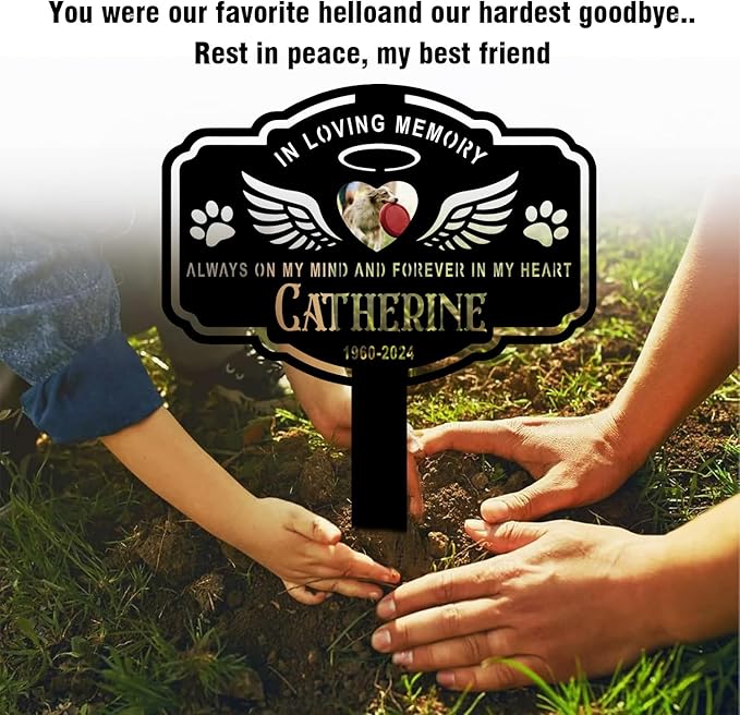 Personalized Metal Dog Grave Markers Stake, Pet Memorial Outdoor Garden Sign Plaque, Custom Pets Name Marker for Cemetery, Pet Loss Sympathy Gift