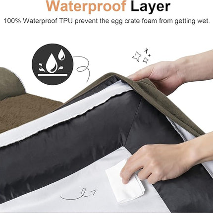 Small Dog Bed Orthopedic Washable: Beds Bolster Small Sized Dogs Cats Bed Egg Crate Foam Couch Sofa Waterproof with Removable Cover - Brown