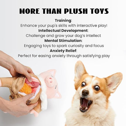Nocciola Stuffed Pig Dog Toys: Funny Squeaky Crinkle Dog Chew Toys for Small Medium Breed, Plush Puzzle Cognitive Training Pet Enrichment Supplies, Hide and Seek Dog Christmas Stocking Stuffers