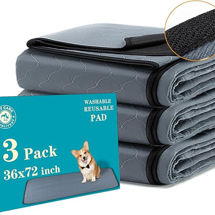 Washable Pee Pads for Dogs 3 Pack, 36x72, Reusable Puppy Pads, Reusable Pee Pads with Quick Dry, Anti-Slip Dog Cat Pee Pads, Whelping Pads, Dog Pen Mat