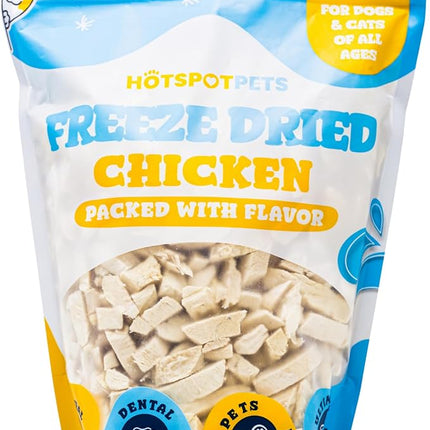 hotspot pets Freeze Dried Chicken Treats for Cats & Dogs -1LB Big Bag- Made in USA - Single Ingredient - Resealable Bag, All Natural Grain-Free (Chicken Breast)- Perfect for Training, Topper or Snack